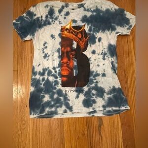 HYPNOTIZE Blue and White Tie Diy Graphic Tee Size Small